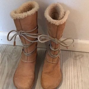 Tan Lace-Up Ugg Boots Size 6